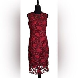 White House Black Market NWOT Red Lace Sheath Dress Size 8